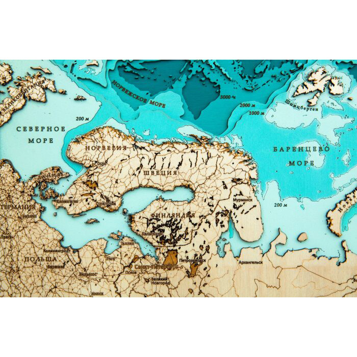Карта России из дерева, на заказ