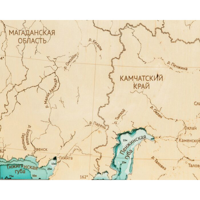 Карта Чукотского автономного округа из дерева, на заказ