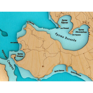 Карта острова Русский из дерева, на заказ