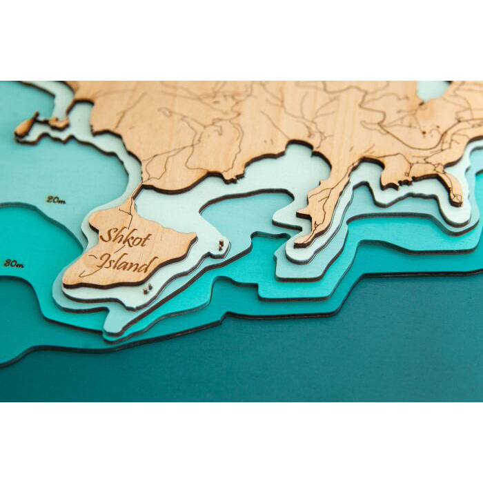 Карта острова залива Петра Великого из дерева, на заказ