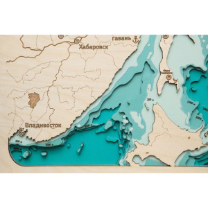 Карта Охотского моря из дерева, на заказ
