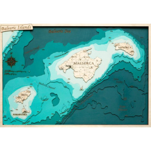 Карта Балеарских островов из дерева, на заказ