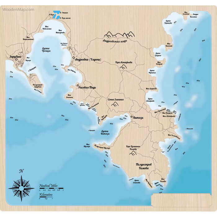 Карта полуострова Гамова из дерева, на заказ