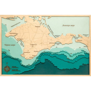 Карта полуострова Крым из дерева, на заказ