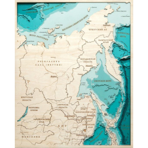 Карта Дальневосточного федерального округа из дерева, малая, на заказ