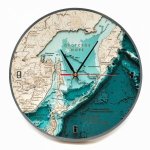 Часы из дерева "Охотское море" многослойные