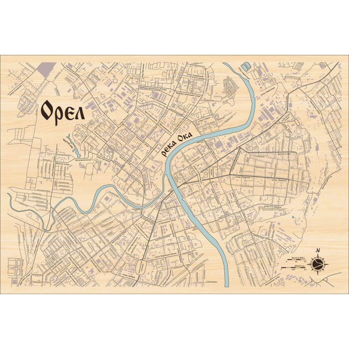 Карта Орла из дерева, на заказ