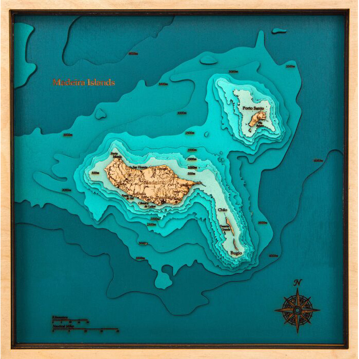Карта острова Мадейра из дерева, на заказ