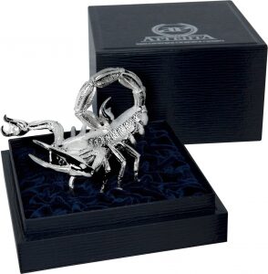 Silver business card holder "Scorpion"