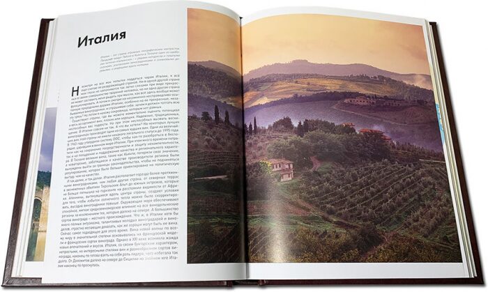 Книга в кожаном переплете "Мир Вина. Вина, сорта, виноградники"