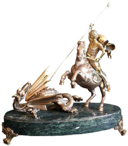 Скульптура бронзовая "Георгий Победоносец" на подставке