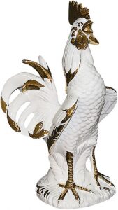 Статуэтка "Петух", цвет: белый с золотой отделкой