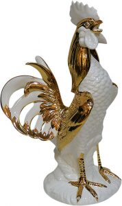 Статуэтка "Петух", цвет: белый с золотым
