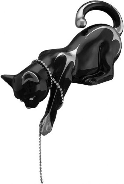 Статуэтка "Кошка спрыгивающая", цвет: черный с платиной