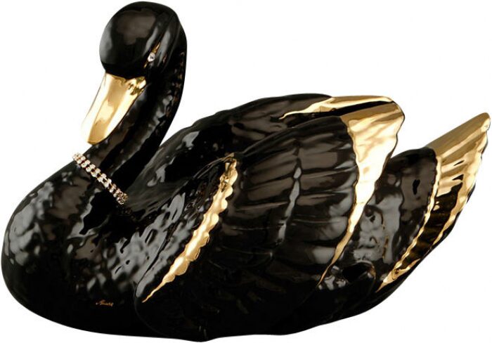 Статуэтка "Лебедь" большая, цвет: чёрный