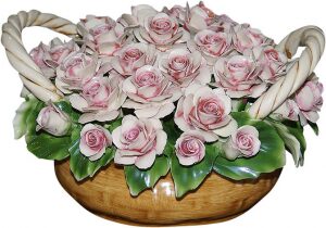 Декоративная корзина с двумя ручками "Розовые розы"