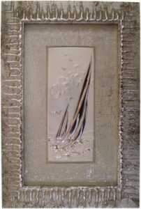 Картина "Парусник" с декором серебряного цвета
