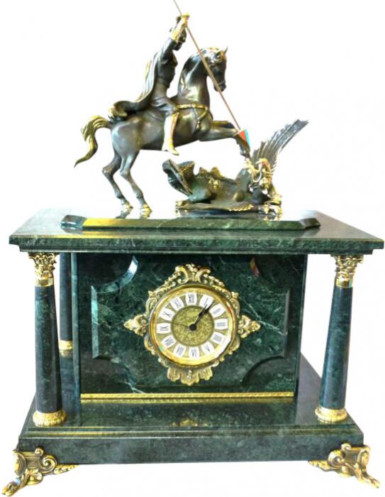 Сейф-часы "Георгий Победоносец" (зелёный мрамор)