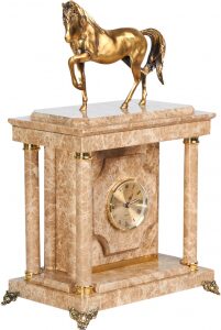 Сейф-часы "Лошадь" малый (персиковый мрамор)