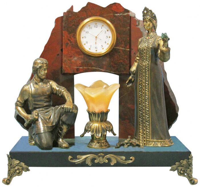 Часы из бронзы "Каменный цветок"
