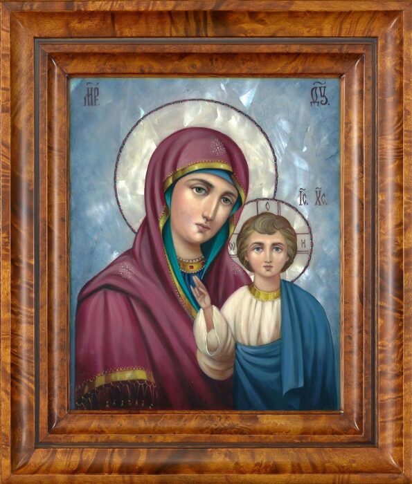 Икона "Казанская Божия Матерь", средняя с перламутром