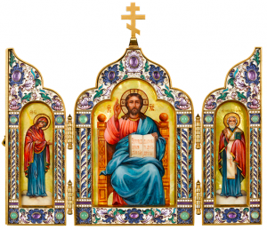 Триптих "Святая троица" с витражными эмалями
