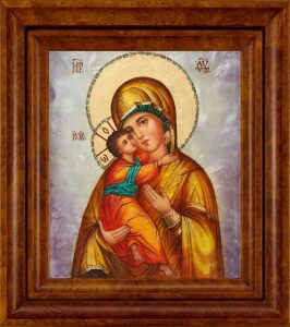 Икона Божией Матери "Владимирская" с перламутром