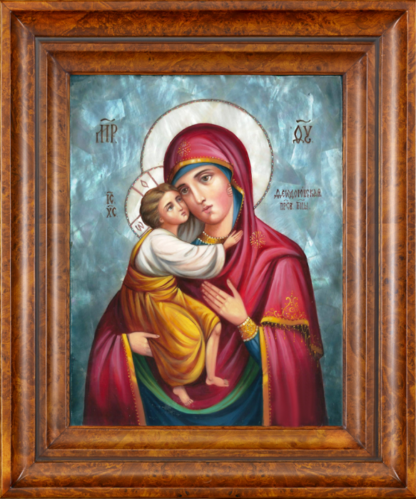 Икона Божией Матери "Феодоровская" с перламутром