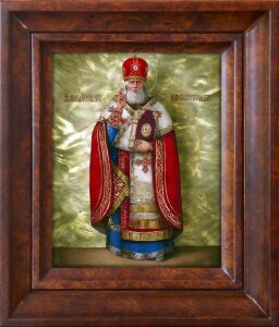 Икона "Святой Николай Чудотворец Мирликийский" с перламутром