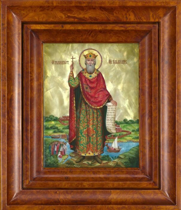 Икона "Святой Князь Владимир" с перламутром