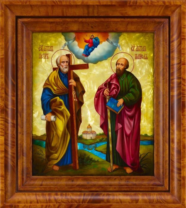 Икона "Святые апостолы Петр и Павел" с перламутром