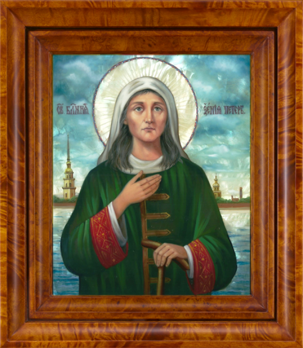 Икона "Ксения Петербургская" с перламутром