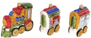 Набор ёлочных игрушек "Паровоз и два вагона" №2 Эмаль