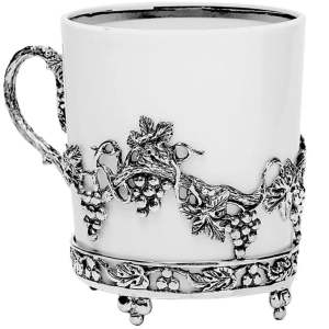 Серебряный чайный набор "Виноград": ложка, чашка