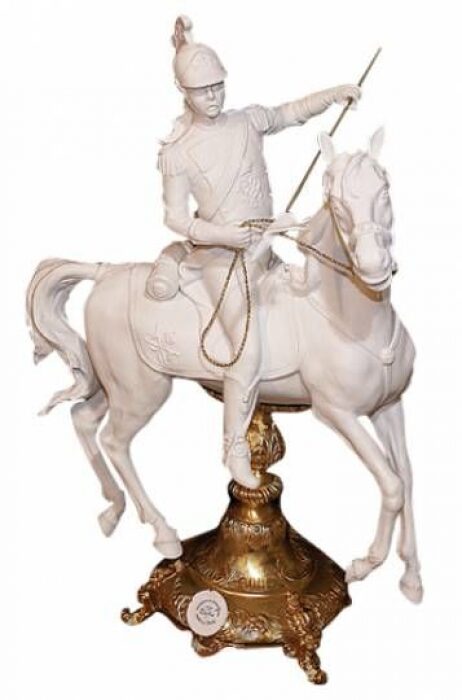 Скульптура "Улан на коне", цвет: белый