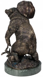 Авторская скульптура из бронзы "Медведь с грибом"