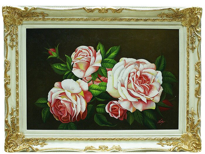 Картина "Розы" с золотой отделкой