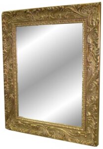 Зеркало с золотистой рамкой из дерева