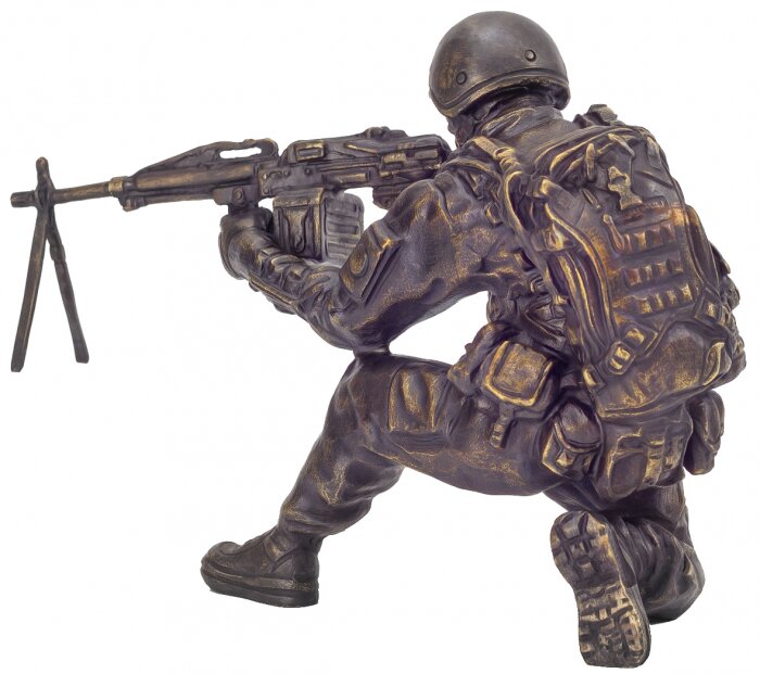 Скульптура из бронзы "Спецназовец с пулеметом"