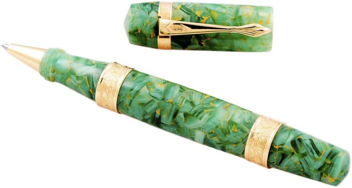 Ручка-роллер "Перла зеленая с золотом (PERLA GREEN GOLD)"