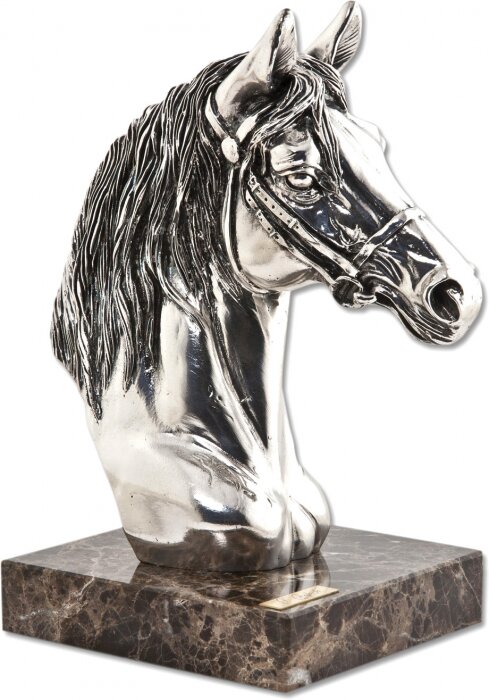Скульптура "Лошадиная голова" посеребрение (Silver horse head)