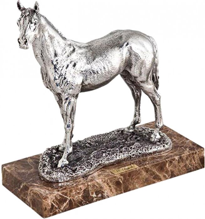 Скульптура "Арабская лошадь" посеребрение (Silver arabic horse)