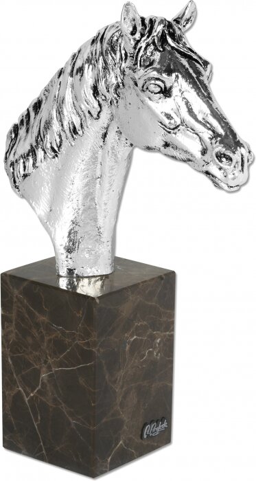 Скульптура "Голова лошади. Бюст" посеребрение (Silver horse head bust)