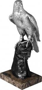 Скульптура "Сокол на руке" посеребрение (Silver falcon on hand)