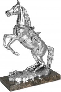 Скульптура "Арабский конь на дыбах" посеребрение (Silver arabian reared up horse)