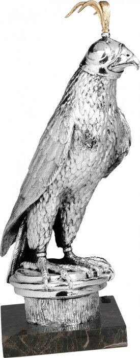 Скульптура "Сокол с капюшоном" посеребрение (Silver falcon with hood)