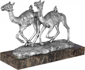 Скульптура "Верблюжьи бега" посеребрение (Silver camel race)