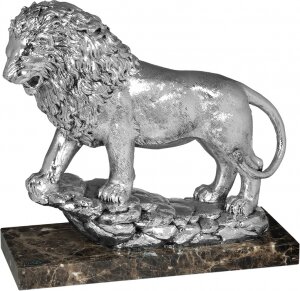 Скульптура "Лев" посеребрение (Silver lion)