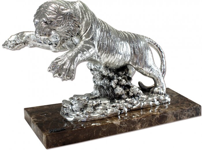 Скульптура "Тигр" посеребрение (Silver Tiger)