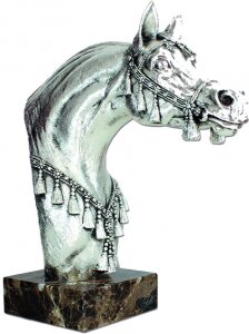 Скульптура "Арабская лошадь. Бюст" посеребрение (Silver arabian horse bust)